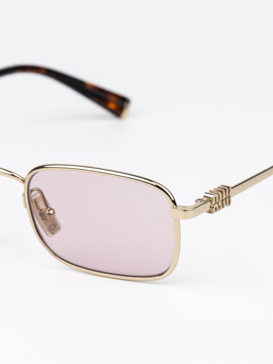 Miu Miu Women Sunglasses Pale Gold Pink Rectangle MUA53S ZVN4I0 NEW AUTHENTIC main image 8